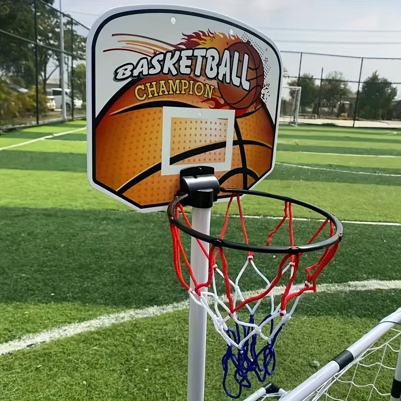 Sports Equipment 3 Year Old - ประตูฟุตบอลและบาสเก็ตบอลพลาสติกแบบพกพาขนาดใหญ่ 2-in-1 สำหรับเด็ก เล่นได้ทั้งในร่ม/กลางแจ้ง ของเล่นกีฬาเด็ก อุปกรณ์ฝึกซ้อมฟุตบอลแบบพับได้