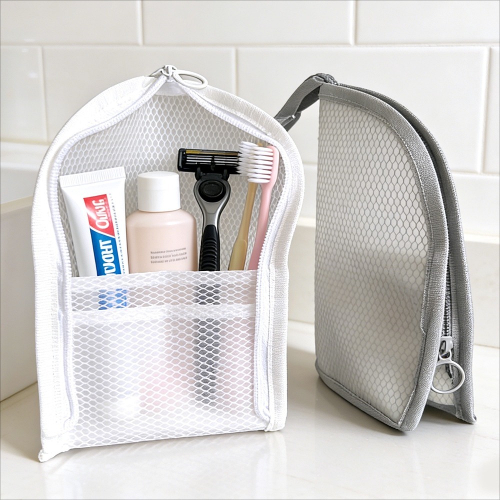 Sports Equipment Storage - กระเป๋าใส่เครื่องสำอางแบบตาข่าย ระบายอากาศ แห้งเร็ว ตั้งได้ ที่ใส่แปรงสีฟัน จัดระเบียบเครื่องสำอาง