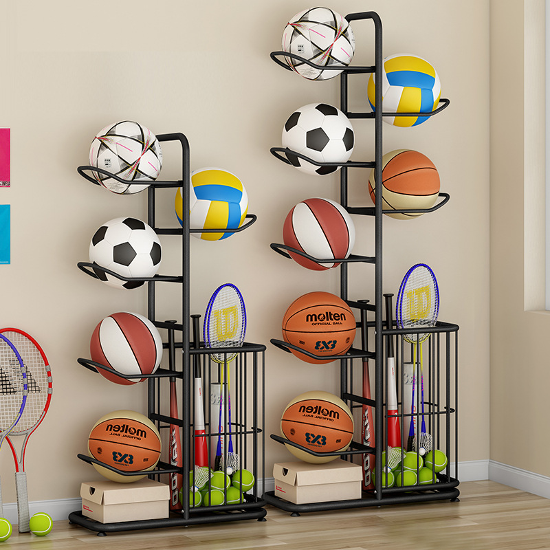 Sports Equipment For Badminton - ชั้นวางเก็บลูกบอลกีฬา บาสเก็ตบอล แบดมินตัน วอลเลย์บอล อุปกรณ์กีฬาแบบตั้งพื้น ที่เก็บลูกบอลสำหรับใช้ในบ้าน